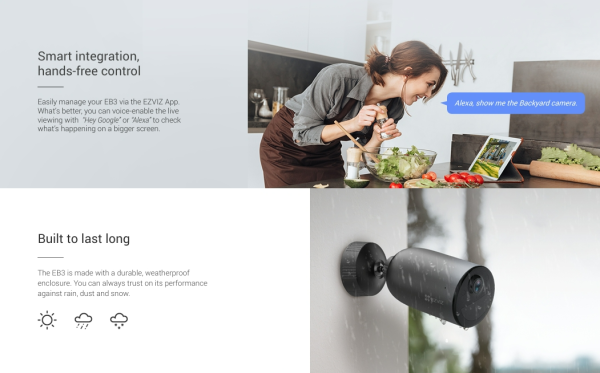 EZVIZ EB3 3MP Outdoor WiFi Battery Camera 5200mAh - Image 2