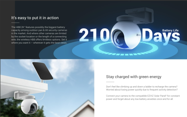 EZVIZ HB8 4MP 2K+ Pan & Tilt WiFi Battery Camera 10.400mAh - Image 5