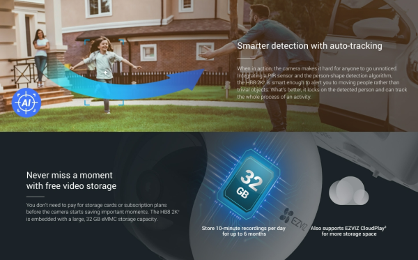 EZVIZ HB8 4MP 2K+ Pan & Tilt WiFi Battery Camera 10.400mAh - Image 4
